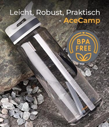 Пляшка для води AceCamp TRITAN 750 мл, спортивна, BPA-free, сіра, з кришкою Springdeckel
