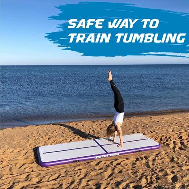 Гімнастичний надувний мат AirTrack Nordic Standard з насосом, 3/4/5/6/7/8 м, для гімнастики, йоги, дому. Міцна та легка.