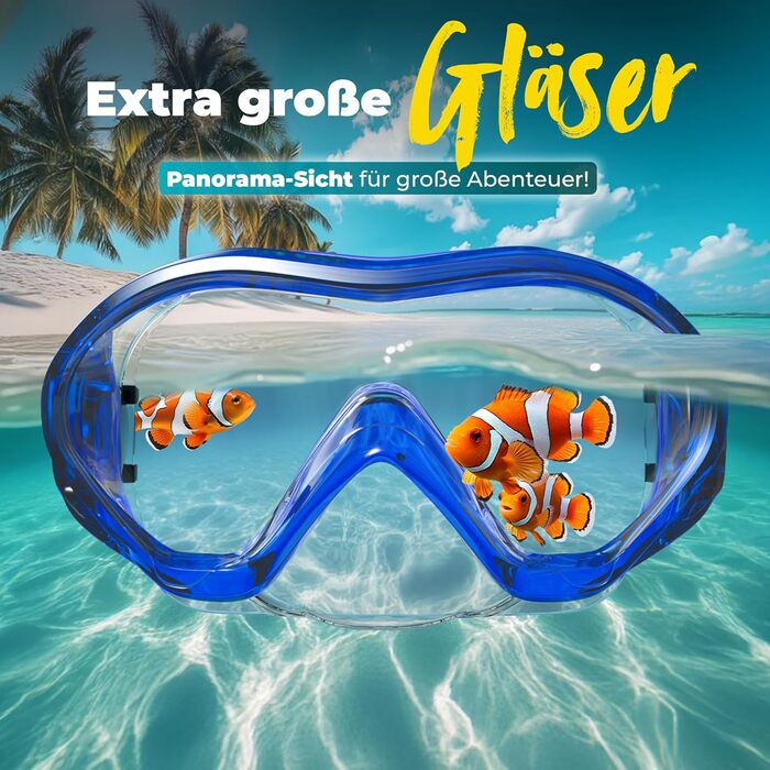 Набір для снорклінгу KIDVERSE для дітей 5-16 років: маска та трубка для плавання, блакитна.