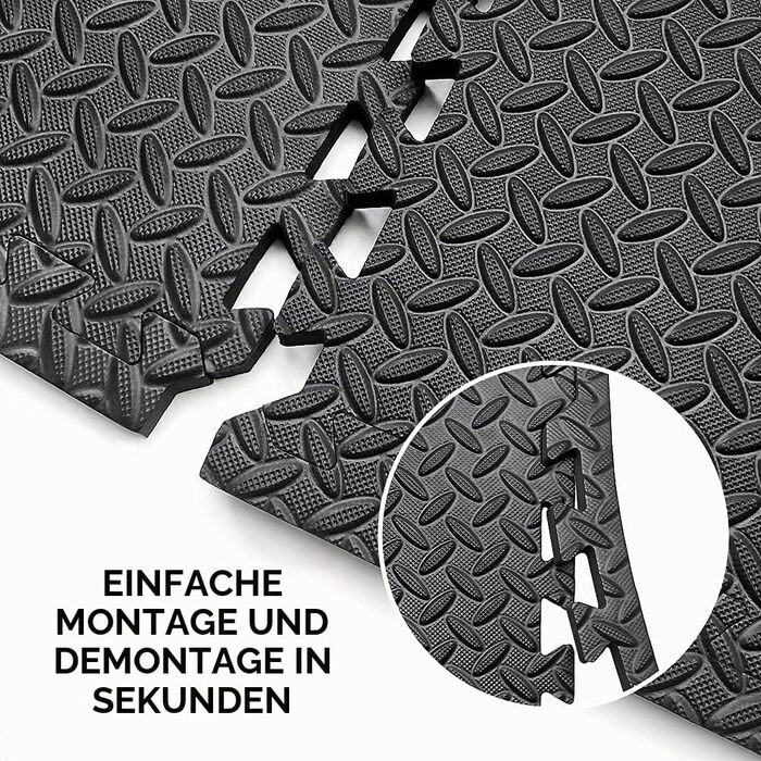 PROIRON Мат Puzzle 60x60x2 см для фітнесу (6 шт.) - захисні килимки для спортзалу, тренувань, обладнання