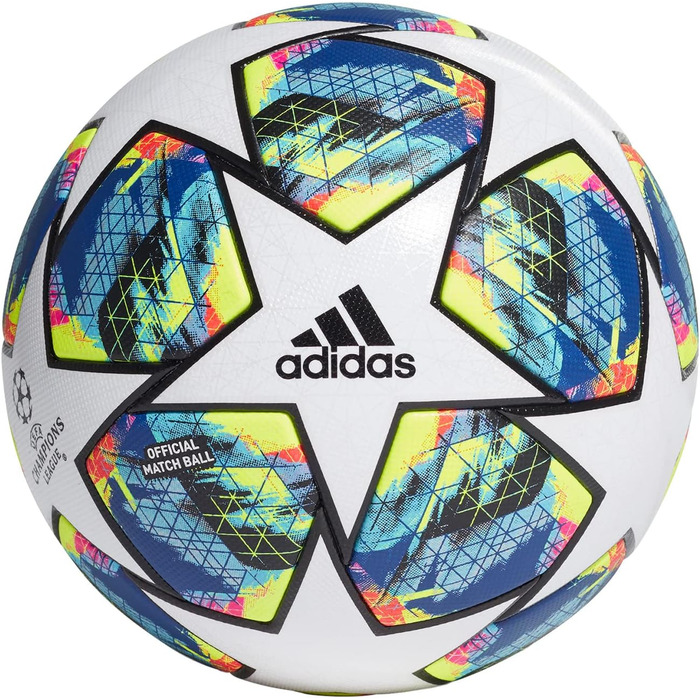 Футбольний м'яч adidas Finale OMB, білий/блакитний/жовтий/рожевий, офіційний матчевий