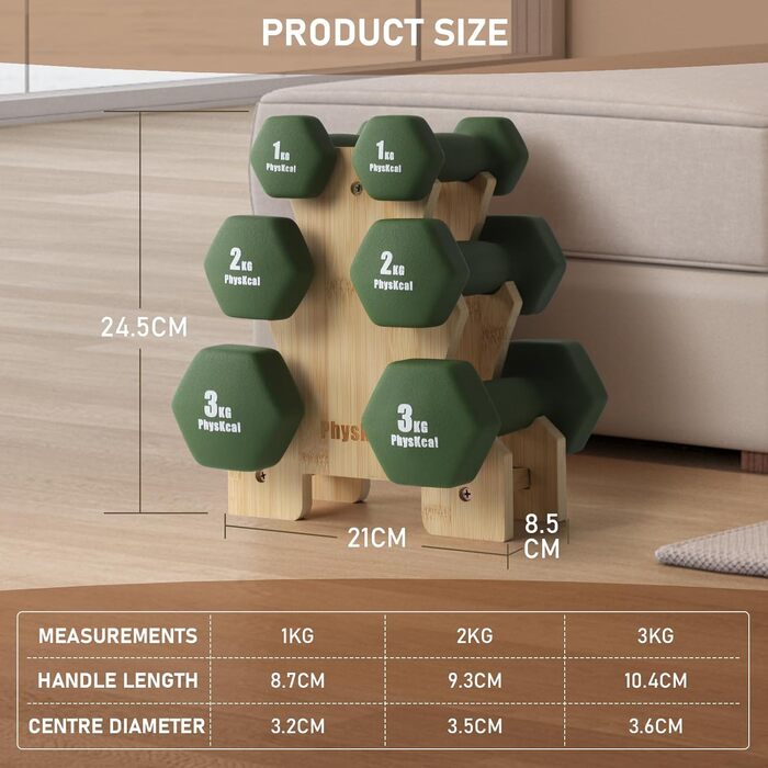 Набір гантелей Kurzhantel-Set з підставкою для дому та фітнес-залу, 30 кг | Küstenbrise (12 кг, смарагдовий)