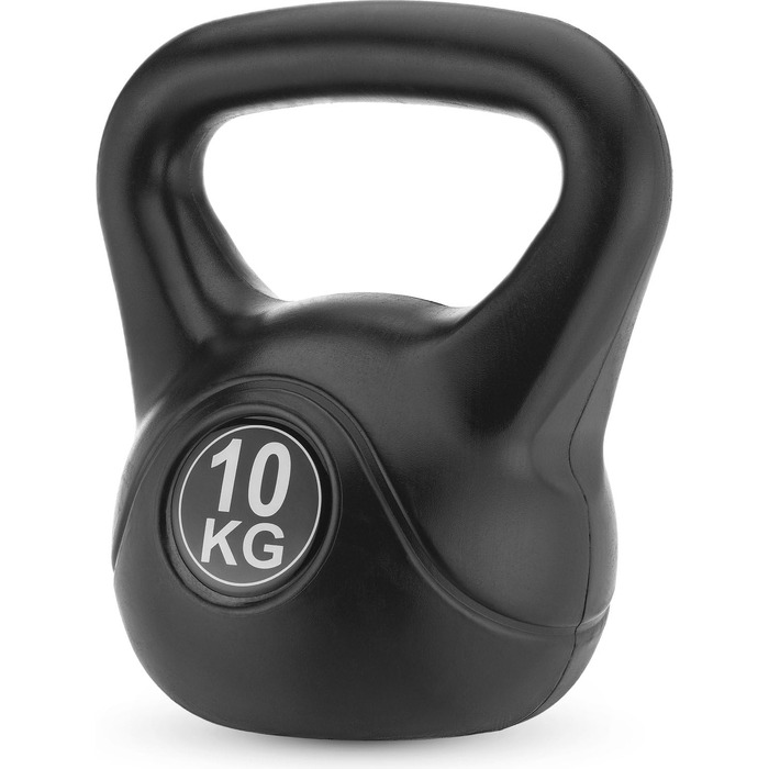 Гиря Gymtek 10 кг для силових тренувань, фітнесу та гімнастики, з ергономічною ручкою, чорна, для домашнього спортзалу
