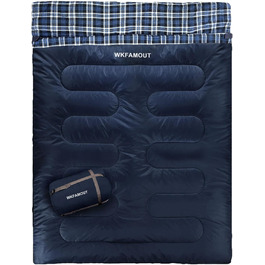 Спальний мішок для двох дорослих, 220x150 см, фланель, Navy, водонепроникний, для кемпінгу та подорожей