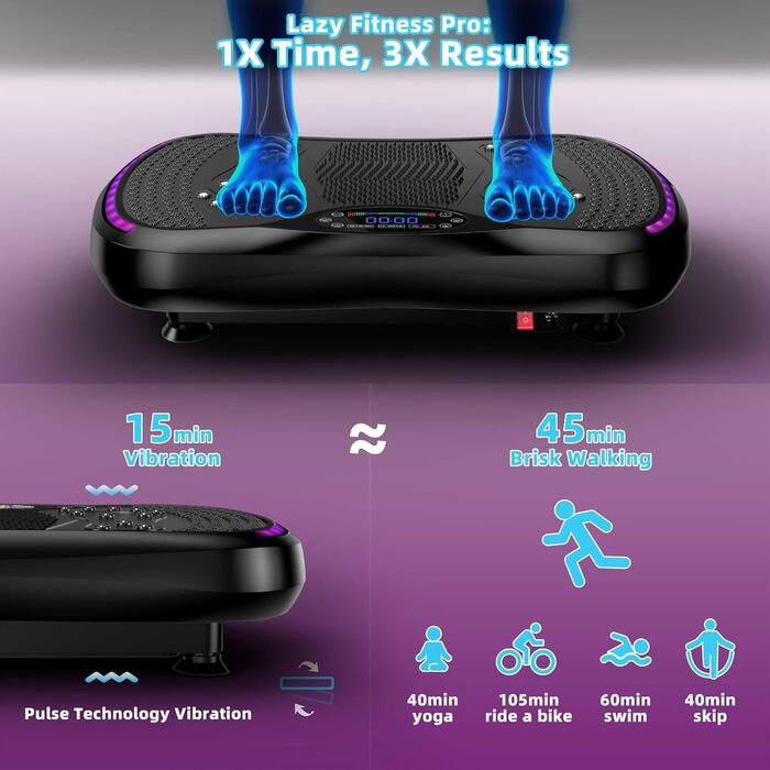 Платформа для вібраційного тренування QEIFEII - 3D вібраційна платформа для схуднення та лімфодренажу, 200 швидкостей, до 181 кг, для дому