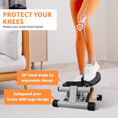 Міні степер Niceday для дому 2-в-1 з тросами - тихий тренажер до 100 кг для тренування ніг, рук та сідниць, регульований опір, компактний фітнес-тренажер