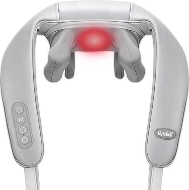 Масажер для шиї та спини з підігрівом, Shiatsu масажер для шиї, спини, плечей, талії та ніг, для розслаблення м'язів, сірий (ідеальний подарунок)