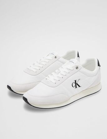 Чоловічі кросівки Calvin Klein Runner Retro Mix з логотипом, білі/чорні, розмір 43 EU