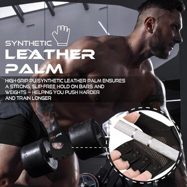 Фитнес-рукавички BEAST RAGE: дихаючі, для чоловіків та жінок, важке підняття, бодібілдинг, тренування, неслизькі, кросфіт, силові тренування, велоспорт (XL, Чорний)