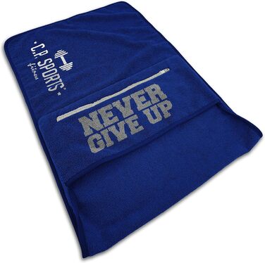 Рушник для фітнесу C.P. Sports: мікрофібра, фіксація, кишеня на блискавці, для занять у спортзалі, тренувань, м'який, великий, для жінок та чоловіків, 5 кольорів (Темно-синій)