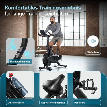 Велотренажер Skandika Spinning Bike Falk P8-HM: сталевий фрейм, магнітний гальма, LCD-дисплей, Bluetooth, сумісність з Kinomap