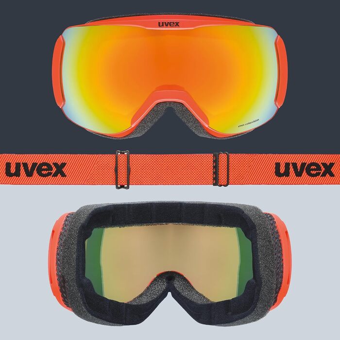 Гірськолижна маска uvex downhill 2100 CV з контрастною лінзою, широким оглядом та вузькою рамою, fierce red/orange-green