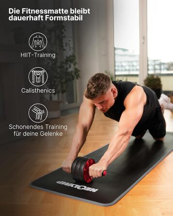 Фітнес-мат Neolymp Extra товстий (80 см, сірий) з ременем для перенесення та E-book - килимок для йоги, гімнастики, пілатесу для дому та спорту