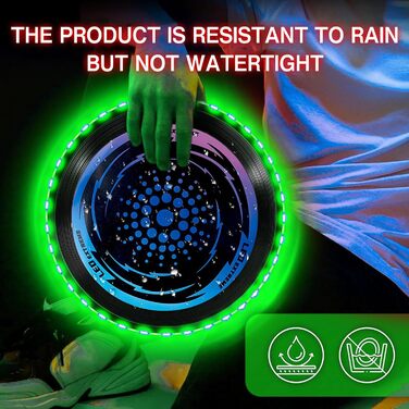 Фрісбі світне LED Ultimate Frisbee з 49 світлодіодами, м'яке для дітей та дорослих, для активного відпочинку на вулиці, зелений колір