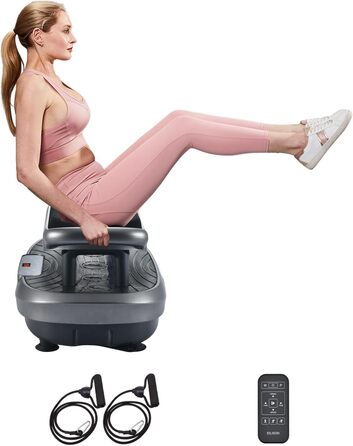 Машина для тренувань EILISON FITABS 3D з вібрацією та сидінням: вібрація, пульсація, платформа для віджимань. Ідеально для лімфодренажу, схуднення та відновлення. Колір: сірий