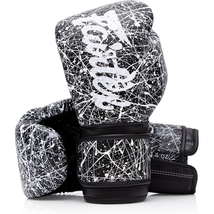 Боксерські рукавички Fairtex BGV14 для Муай Тай та кікбоксингу, тренувальні, 12 oz, чорні/білі, унісекс, для дітей і дорослих