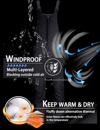 Жіночі гірськолижні штани GEMYSE, чорні, XL - водонепроникні, вітронепроникні, з регульованими лямками