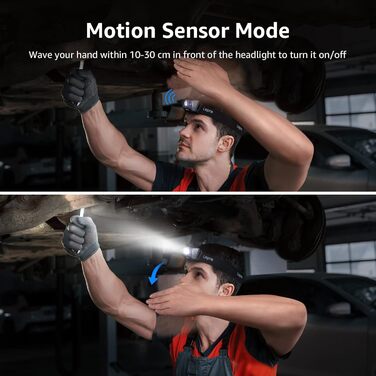 LED налобний ліхтар Lepro з USB-зарядкою, 800L, з датчиком жестів та червоним світлом, 5 режимів, водонепроникний, для бігу, риболовлі, кемпінгу (2 шт.)