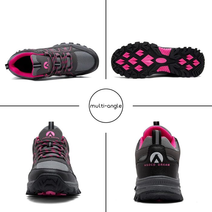 Туфлі для хайкінгу/трекінгу чоловічі та жіночі. Легкі, дихаючі туристичні черевики. Зелені (41 EU, Сірий, Рожевий)