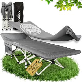 Розкладне ліжко Ananda Goods® для кемпінгу та гостей з матрацом – 190x70 см, карпове ліжко, туристичне ліжко, ліжко з бавовняно-льоновій матрац та простирадлом