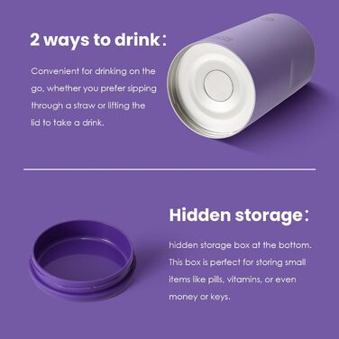 Термобутилка BOTTLE BOTTLE 1.8 л з трубочкою, пігулочницею та ручкою, сталева ізольована фляга для води, спорту та подорожей (фіолетова)