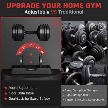 Регульована штанга Yaheetech 2,5-24 кг, 15 рівнів, сталева, з подвійною фіксацією, протиковзка, для дому, спортзалу, офісу