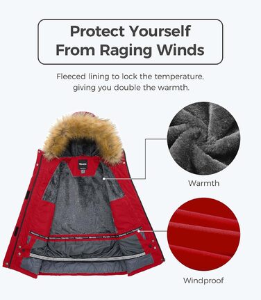 Жіноча водонепроникна куртка Wantdo для катання на лижах, сноуборді та активного відпочинку, червона