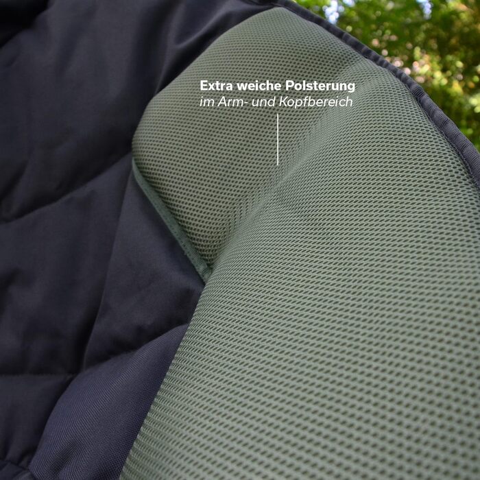 Крісло-місяць Skandika Moonchair XXL: великий розкладний кемпінговий стілець з підкладкою, сумкою для перенесення та антиковзаючими ніжками, до 150 кг, сіро-зелений