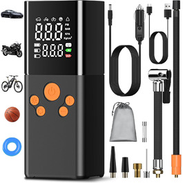 Електричний акумуляторний компресор-насос 150PSI 10000mAh з LCD-дисплеєм, портативний насос для шин і матраців