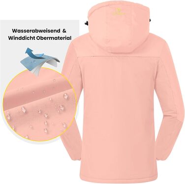 Жіноча флісова куртка, зимова куртка, водонепроникна, дихаюча, тепла, вітрозахисна софтшел куртка для активного відпочинку з капюшоном, рожевий колір