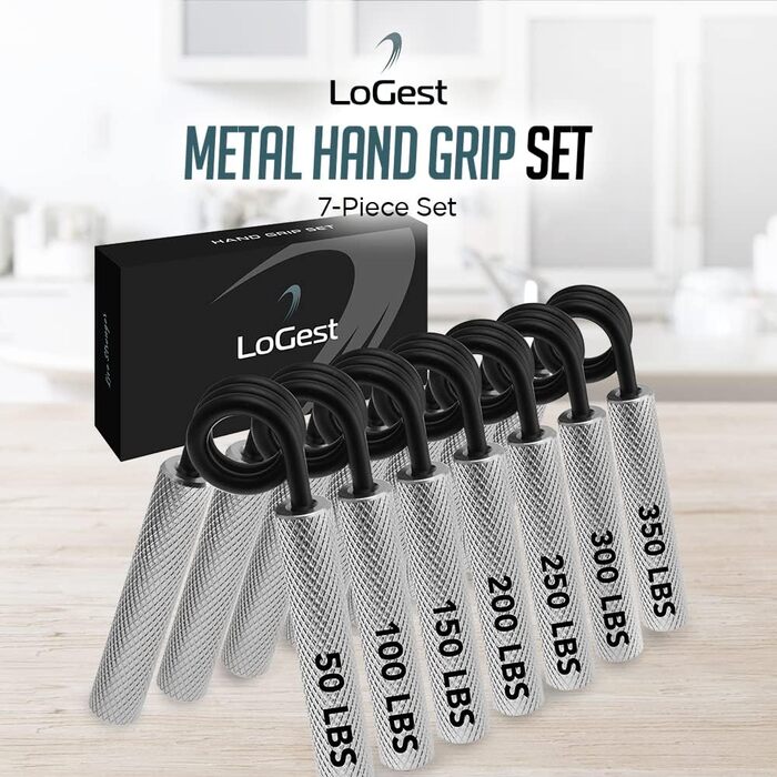 Набір металевих ручок Logest для тренування кисті та передпліччя, 6 шт. (159 кг), антиковзкі, міцні, з подарунковою коробкою, для домашнього фітнесу