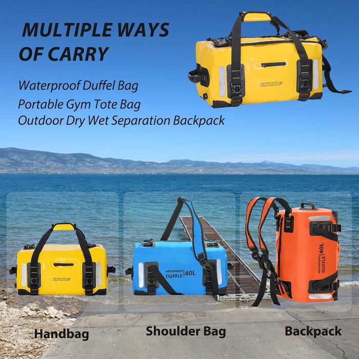 Водонепроникний рюкзак ESONE Dry Bags 90L для каякінгу, подорожей та активного відпочинку (жовтий)