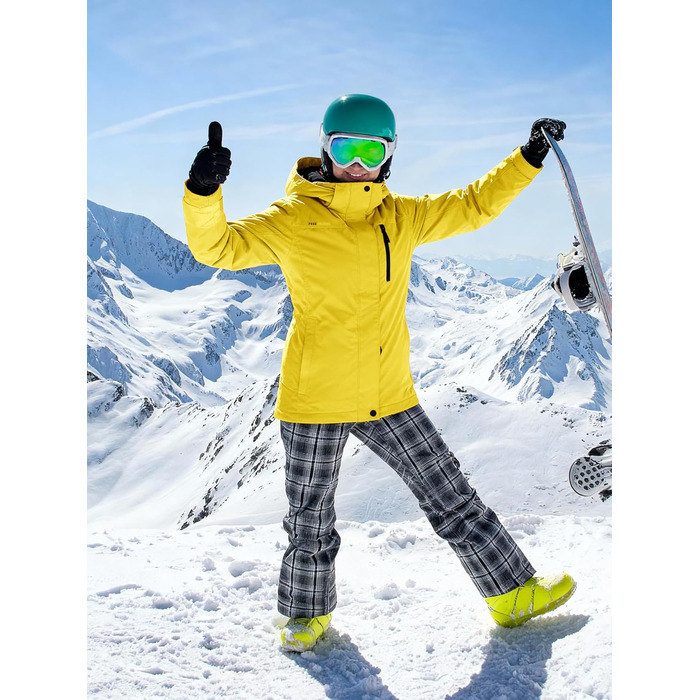 Жіноча водонепроникна куртка для катання на лижах FREE SOLDIER з флісовою підкладкою та капюшоном. Тепла зимова куртка-дощовик XXL, кремовий/жовтий колір