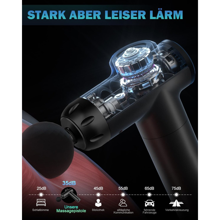 Масажер для м'язів, пістолет для перкусійної масажі, тихий електричний ручний масажер з LCD-екраном, 99 швидкостей, 8 насадок, подарунок для чоловіків/жінок, чорний