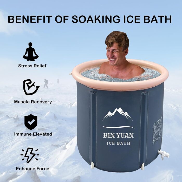 Надувна складана ванна 75x75 см для еко-відпочинку: ванна для льодяного душу, SPA, сауни та відпочинку на природі