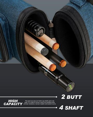 Кейс для більярдних київ CRICAL, 2 x 2 жорсткі кишені для снукеру, з штучної шкіри/оксфордського канвасу (синій)