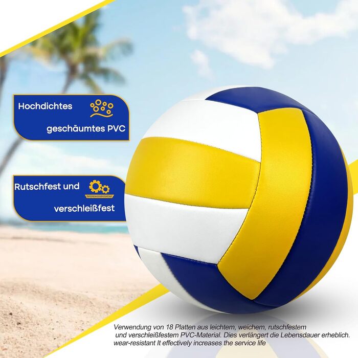 Волейбольний м'яч Bibykivn Official Size 5, водостійкий, з насосом, PVC поверхня, для пляжу, басейну та спортивних ігор. Колір: блакитно-зелений