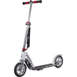 Самокат HUDORA BigWheel 205 для дітей і дорослих, міський, складаний, регульований, з ременем для перенесення, до 120 кг, сріблясто-білий