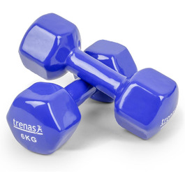 Гантелі TRENAS Hexagon 2×6 кг для фітнесу та силових тренувань, набір для жінок і чоловіків, для дому та спортзалу