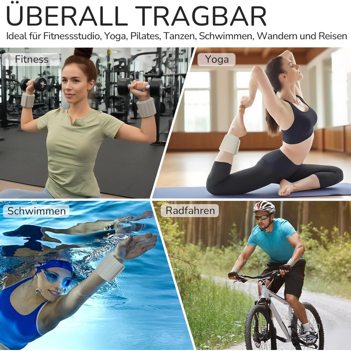 Ваги для зап'ястя та щиколоток магнітні, 0.5KG/1KG, регульовані, для йоги, пілатесу, плавання, фітнесу, силікон, білий