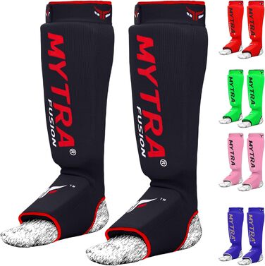 Захисні щитки Mytra Fusion для гомілки L-XL, чорні – для кікбоксингу, MMA, муай-тай, карате, кросфіту, боксу