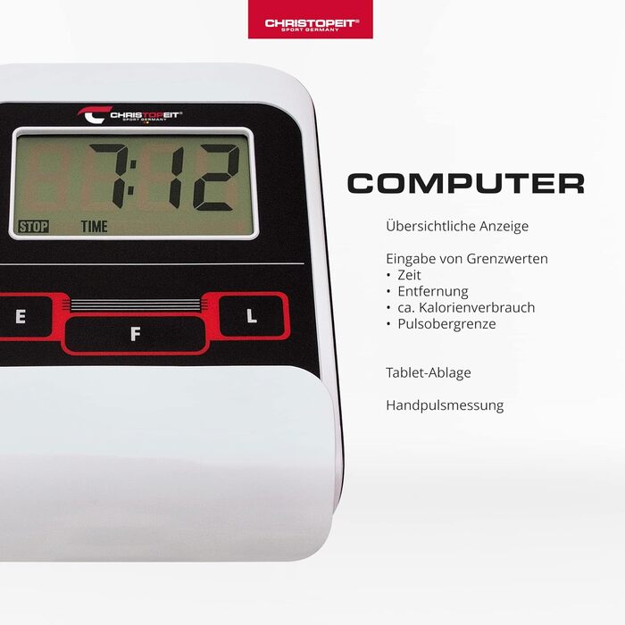 Еліптичний тренажер Christopeit Crosstrainer CT 3 для дому - тихий, з 8 рівнями опору, датчиками пульсу та LCD-дисплеєм