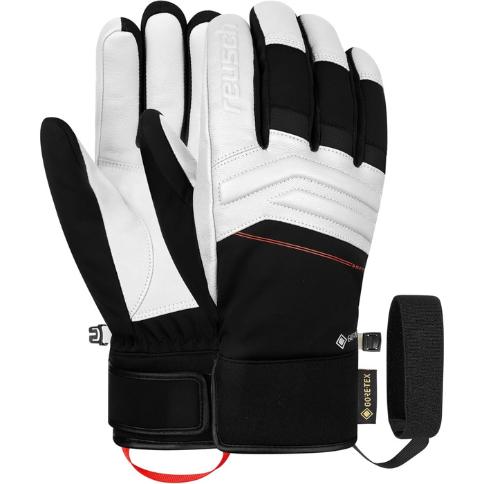 Reusch Jupiter Gore-TEX зимові утеплені водонепроникні вітрозахисні унісекс лижні рукавички для дорослих, чорні-білі-червоні, розмір 10.5