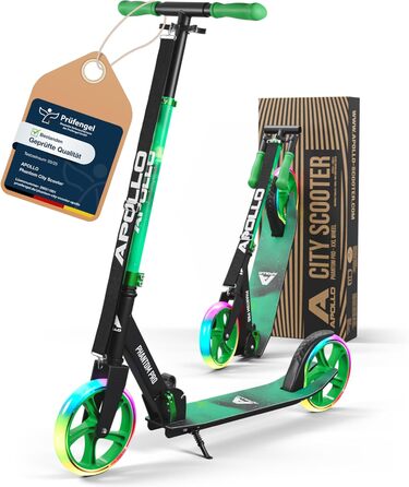 Скутер Apollo Phantom Pro City з LED-підсвіткою - розкладний, регульований по висоті, для дорослих, дітей та підлітків
