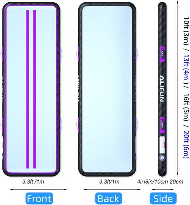 ALIFUN Килимок для гімнастики ALIFUN Air Matte Track - надувний, 2/3/4/6 м, 10/20 см, з насосом. Підходить для дому, фітнесу, тренувань, челедингу, басейну