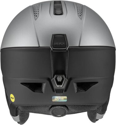 Гірськолижний шолом uvex Ultra MIPS для жінок і чоловіків, міцний, змінна підкладка, 55-59 см, сірий-чорний матовий