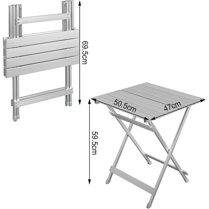 Складаний столик Woltu з алюмінію для саду, тераси та балкону, 50.5x47x59.5 см