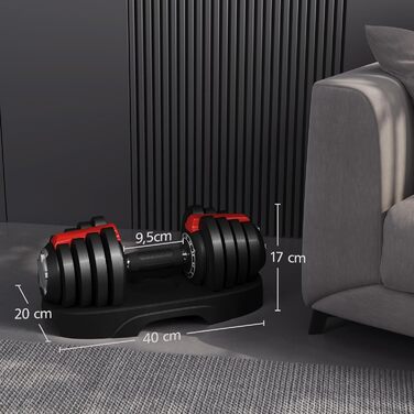 Регульовані гантелі Yaheetech 12/16-в-1, 1.5-18 кг / 3-24 кг / 2-40 кг, швидка зміна ваги, для дому та фітнес-залу