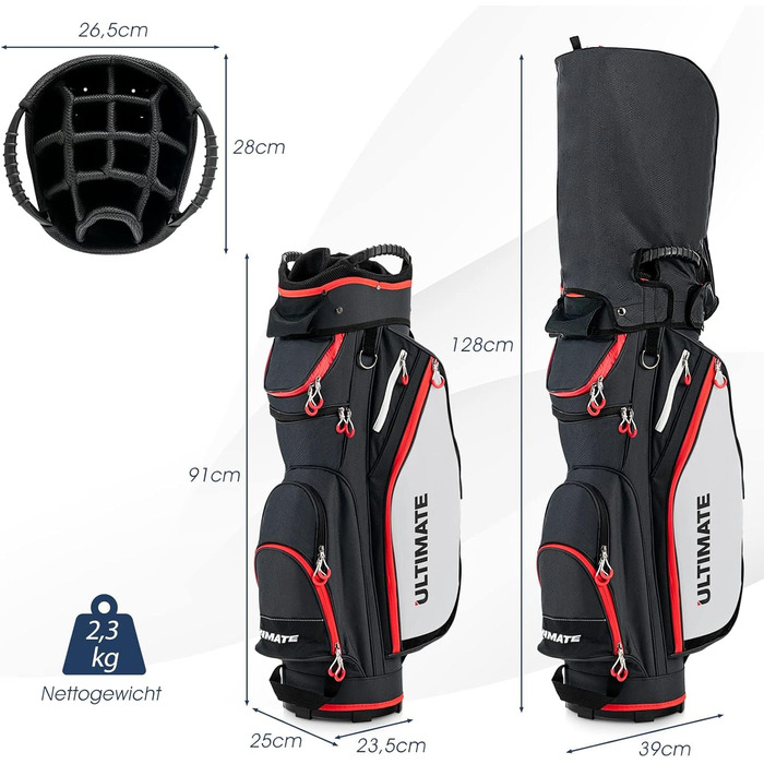 Сумка для гольфу FANTASK 14 відділень, чорна, 10.5'