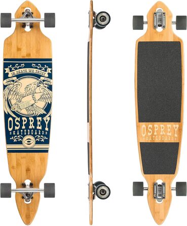 Скейборд Osprey Longboard 42'' з подвійною носовою частиною, 5-шаровий бамбук, для дітей, дорослих та новачків, дизайн 'Орел', різні кольори